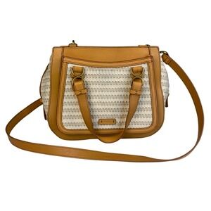 Fossil Booke Stachel Shoulder Bag Leather Tan Woven Canvas Limited Edition Color
